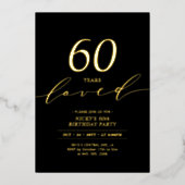 ブラック&ゴールド箔 | 60 Years Loved 60歳の誕生日 箔招待状 (正面)