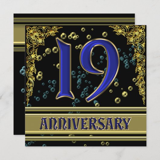 ブラック&ゴールド19周年パーティー 招待状 (正面/裏面)