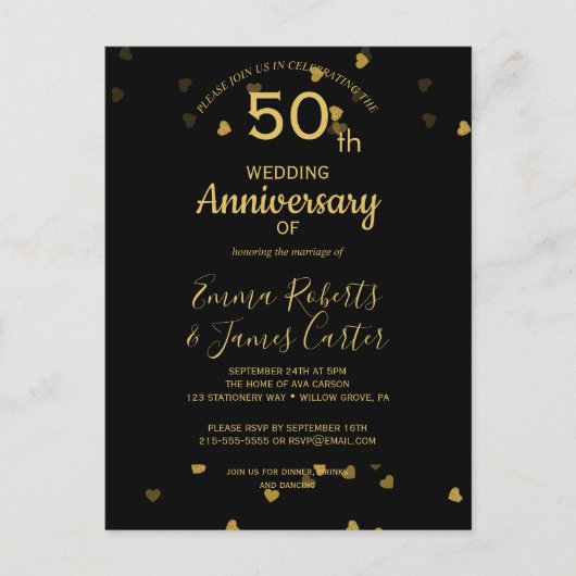 ブラック＆ゴールド50周年ポストカード インビテーションポストカード (正面)