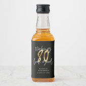 ブラック&ゴールド80th誕生日パーティーのお気に入り リキュールボトルラベル (正面)