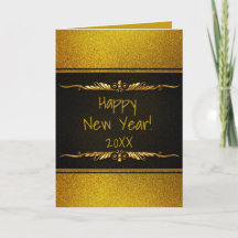 ブラック＆ゴールド おめでとう新年 カード（名入れ可）