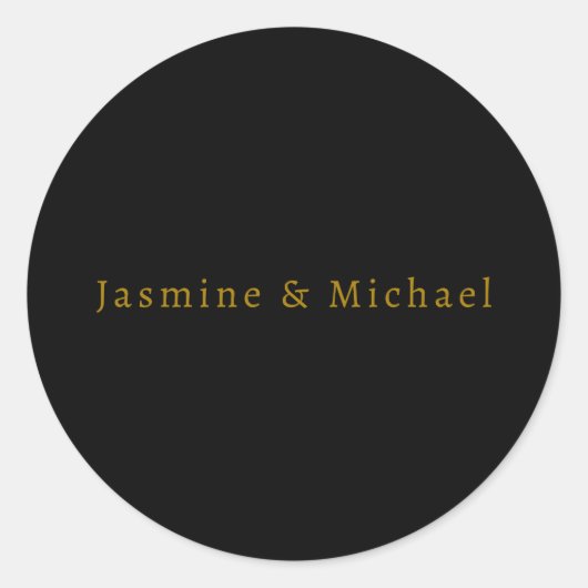 ブラック&ゴールド かわいい ミニマル 自分の名前 ラウンドシール (正面)