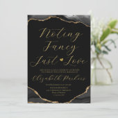 ブラック＆ゴールド アゲート シンプルな愛 招待状 (スタンド正面)