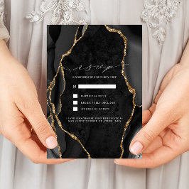ブラック&ゴールド アゲート 結婚式 RSVP 招待状