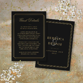 ブラック&ゴールド アールデコ調の結婚式ゲストカード エンクロージャーカード