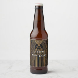 ブラック&ゴールド アールデコ パーティーハット ビールラベル