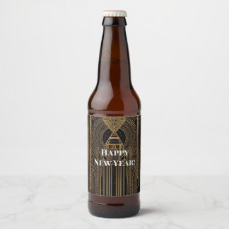 ブラック&ゴールド アールデコ パーティーハット ビールラベル