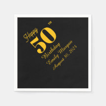 ブラック＆ゴールド エレガント クラシック 大人 誕生日