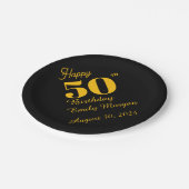 ブラック＆ゴールド エレガント クラシック 大人 誕生日 ペーパープレート (アングル)