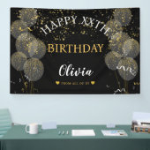 ブラック＆ゴールド カスタムパーティー オーダーメイド誕生日 横断幕 (トレードショー)