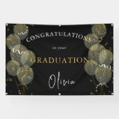 ブラック＆ゴールド カスタムパーティー 個人用卒業式 横断幕 (横)