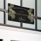 ブラック＆ゴールド カスタムパーティー 個人用卒業式 横断幕 (ビルの外側)