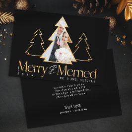 ブラック&ゴールド クリスマスツリー 新婚フォト シーズンカード
