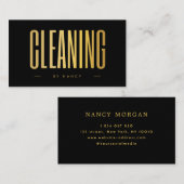 ブラック＆ゴールド クリーニングサービス ミニマリスト 名刺 (正面/裏面)