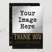 ブラック＆ゴールド グリッター ありがとうございます サンキューカード (正面/裏面)