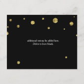 ブラック＆ゴールド グリッター ウェディング レセプション カード (裏面)