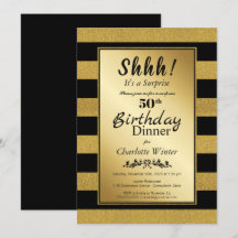 ブラック＆ゴールド グリッター サプライズ 50歳の誕生日ディナー