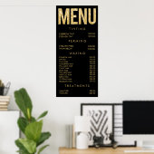 ブラック & ゴールド グリッター サロン メニュー 壁 ポスター (ホームオフィス)