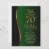 ブラック ゴールド グリーン サプライズ 70歳の誕生日 招待状 (正面)