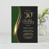 ブラック ゴールド グリーン 30歳の誕生日パーティー 招待状 (スタンド正面)