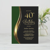 ブラック ゴールド グリーン 40歳の誕生日パーティー 招待状 (スタンド正面)