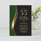 ブラック ゴールド グリーン 55歳の誕生日パーティー 招待状 (スタンド正面)
