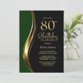 ブラック ゴールド グリーン 80歳の誕生日パーティー 招待状 (スタンド正面)