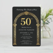 ブラック&ゴールド グレースの50年 50歳の誕生日 招待状 (スタンド正面)