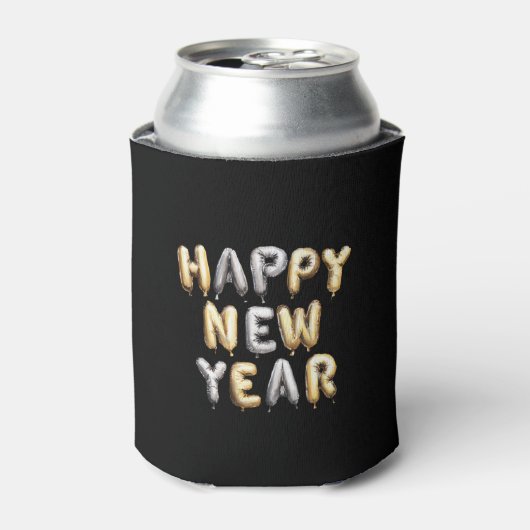 ブラック ゴールド グレー 謹賀新年 缶クーラー (缶正面)