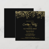 ブラック&ゴールド コンフェッティ カンパニー クリスマス ディナー 招待状 (正面/裏面)