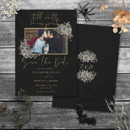 ブラック＆ゴールド ゴシック フラワー ウェディングフォト 結婚式 セーブザデート