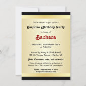 ブラック＆ゴールド - サプライズ50歳の誕生日パーティーの招待状 招待状 (裏面)