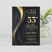 ブラック＆ゴールド サプライズ55歳の誕生日パーティー 招待状 (スタンド正面)