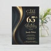 ブラック&ゴールド サプライズ65歳の誕生日パーティー 招待状 (スタンド正面)