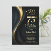ブラック&ゴールド サプライズ75歳の誕生日パーティー 招待状 (スタンド正面)