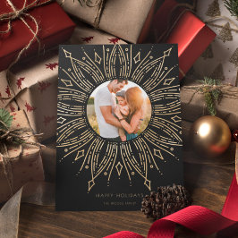 ブラック＆ゴールド サンバースト フレーム アートデコ フォト シーズンカード