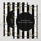 ブラック＆ゴールド シック グラム ジオメトリック パーティー 招待状 (正面/裏面)