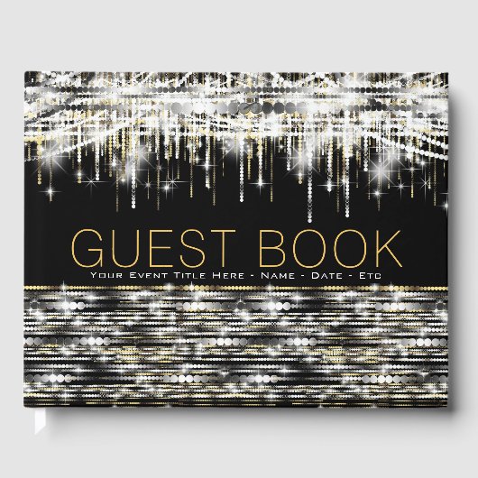 ブラック ゴールド シルバー スパークル ゲストブック (正面)