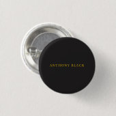 ブラック&ゴールド シンプル おしゃれ 名前入りデザイン 缶バッジ (正面&裏面)