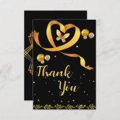 ブラック&ゴールド シンプル 10周年 結婚記念日 サンキューカード (正面/裏面)