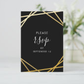 ブラック ゴールド ジオメトリック ボーダー ミニマル モダン 出欠カード (スタンド正面)