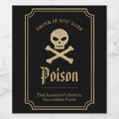 ブラック＆ゴールド スカル ハロウィンパーティー ポイズン ワインラベル (シングルラベル)