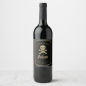 ブラック＆ゴールド スカル ハロウィンパーティー ポイズン ワインラベル (正面)