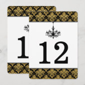 ブラック ゴールド ダマスク シャンデリア テーブル ナンバー カード (正面/裏面)