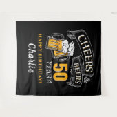 ブラック ゴールド チェアーズ アンド ビアーズ 誕生日 タペストリー (正面(横))