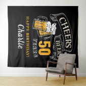 ブラック ゴールド チェアーズ アンド ビールズ どんな年齢の誕生日 タペストリー (インサイチュ(横))