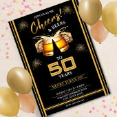 ブラック&ゴールド チェアーズ&ビール 50周年 50歳の誕生日 招待状