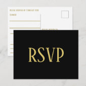ブラック＆ゴールド デザイン - RSVP/ディナー選択 はがき (正面/裏面)