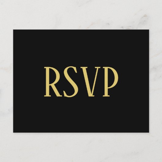 ブラック＆ゴールド デザイン - RSVP/ディナー選択 はがき (正面)