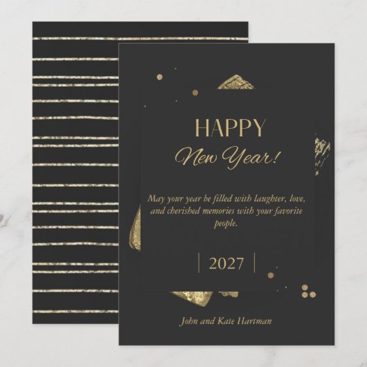 ブラック＆ゴールド ハッピーニューイヤー (正面/裏面)